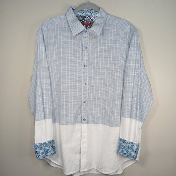 ROBERT GRAHAM CANO COLORBLOCK WOVEN CLASSIC FIT SPORT SHIRT BLUE MENS XL - Picture 1 of 6